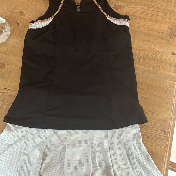 Lucky in Love Black and White 2 piece tennis outfit.  Size Small. - Picture 1 of 5